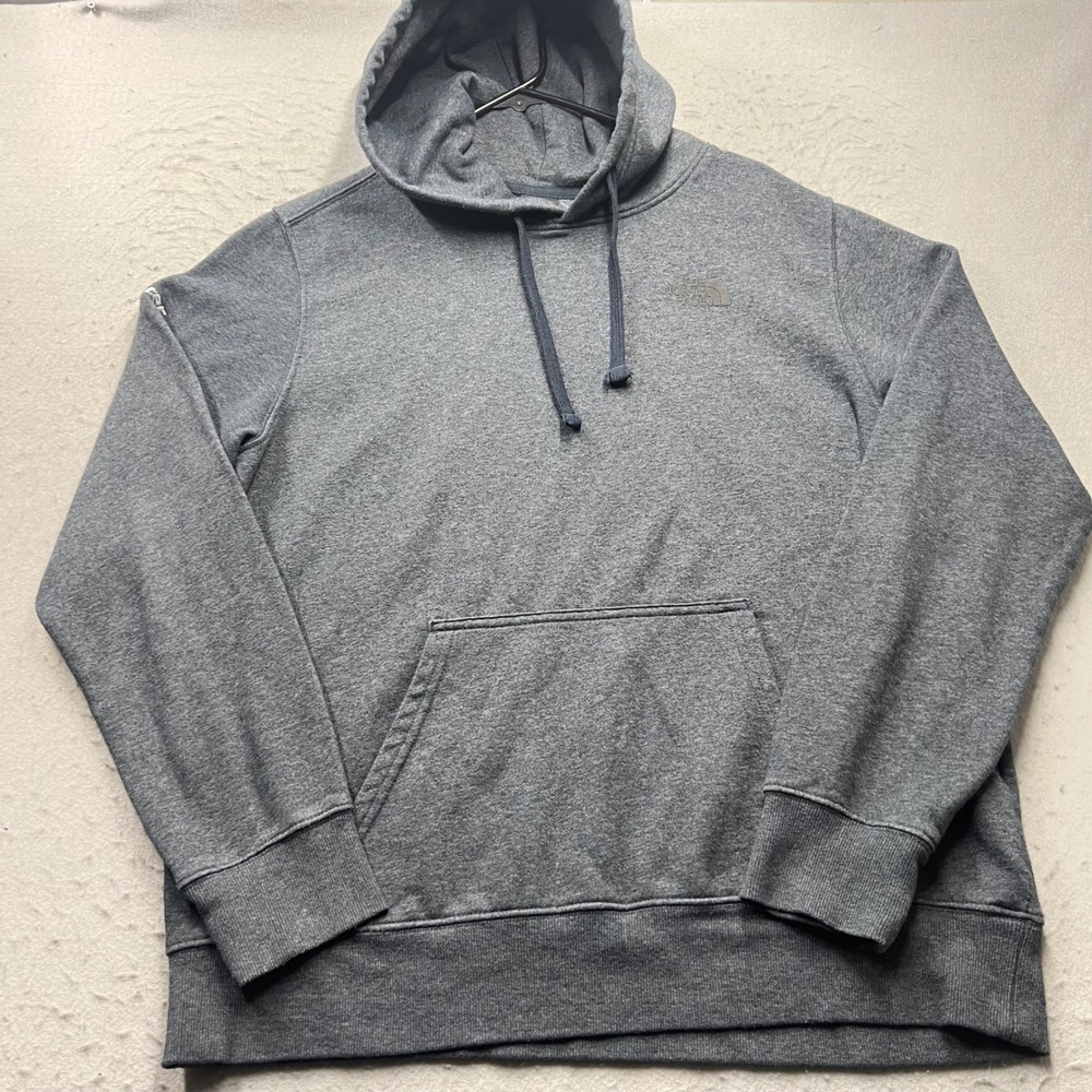 The North Face Mens Hoodie Gray Fleece Pullover Baxter Logo Size L 1712